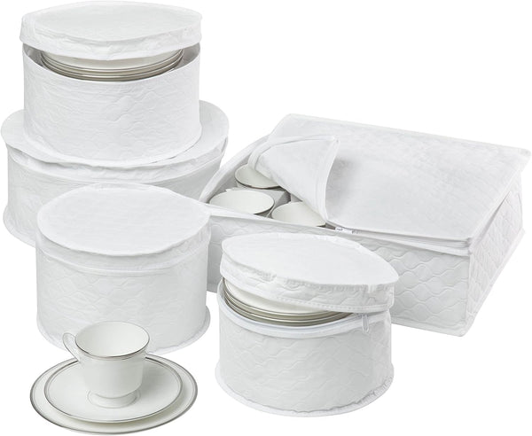 Honey-Can-Do SFT-01630 5-Piece Dinnerware Storage Set, White