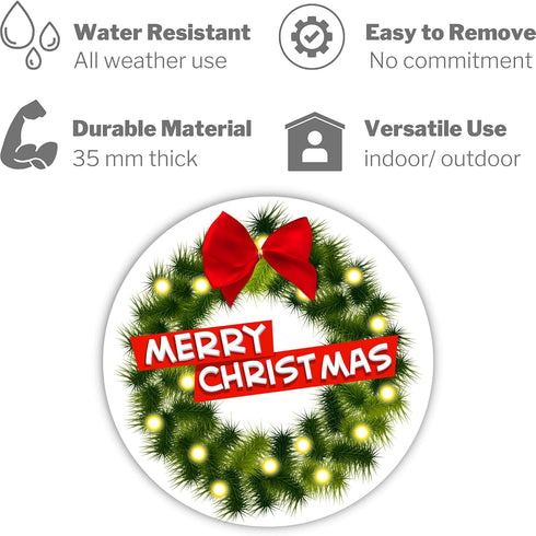 Merry Christmas Wreath Seasonal Magnet, Holiday Decoration for Refrigerator and Car, 5.5 Inches