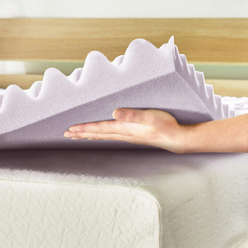 Mellow 1.5 Inch 5-Zone Memory Foam Mattress Topper with Soothing Lavender Infusion, Queen Size