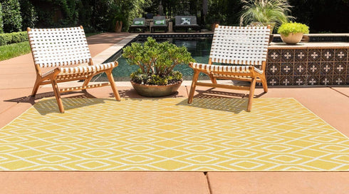 Jill Zarin Outdoor Area Rug - Turks and Caicos, 2' 2" x 3' Rectangle, Yellow Ivory/Ivory Collection