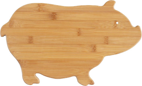 Totally Bamboo Pig Shaped Bamboo Wood Cutting Board and Charcuterie Board