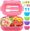 Bento Box, 44oz 4 Compartment Lunch Container with Cutlery for Kid/Adult/Toddler, Leak Proof, BPA Free (Pink)