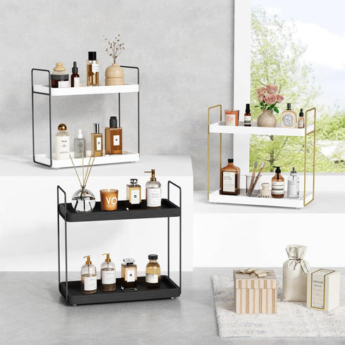 Counter Countertop Forbena Black Bathroom Organizer, Tiered Bathroom Organizer Tray, Corner Makeup Vanity Shelf