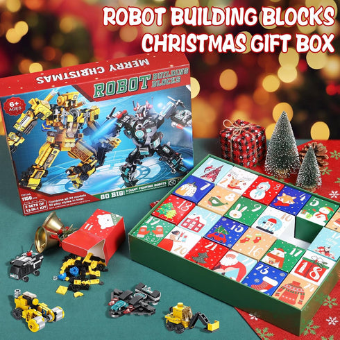 Asoulin 2025 24 Countdown 25-In-1 6+ Advent Calendar Boys, Days STEM Robot Building Blocks Christmas Calendar Gift Box