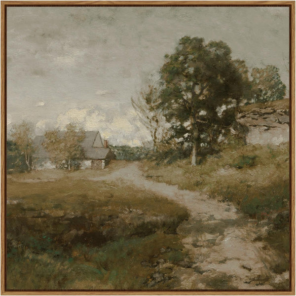 InSimSea Square Framed Canvas Wall Art, Classical Landscape Decor, Vintage Nature Oil Painting for Home