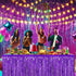 Allgala 2-Pack Purple Tinsel Table Skirt, 29x108 Inch Metallic Foil Fringe for Party Event, Parade Float