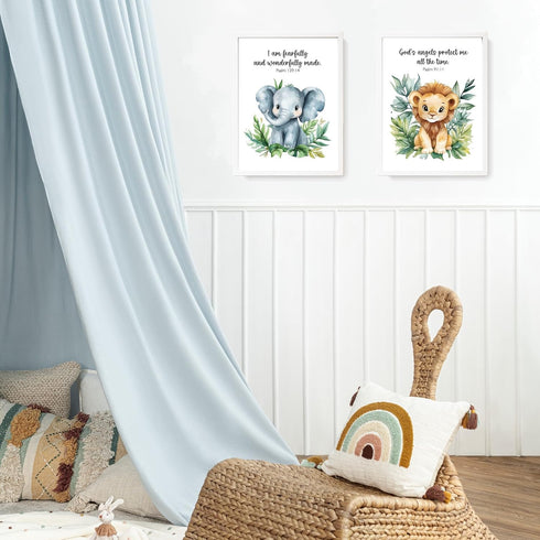 LARTSFRO Set 4, 12x16 Inch, Woodland Animal Bible Verse Wall Art Prints, of Unframed, Nursery Room Decor
