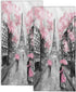 Eiffel Tower Hand Towel Set of 2,Pink Paris Decorative Bathroom Towels Face