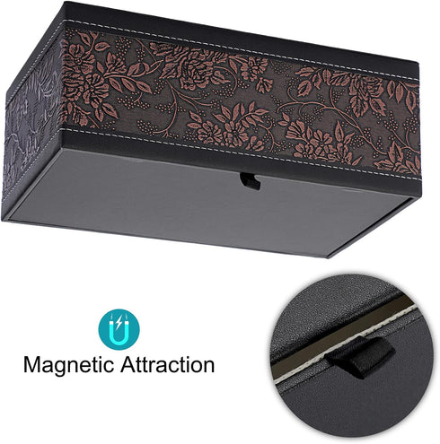 Sumnacon Rectangular Leather Tissue Box Cover – Stylish PU Tissue Box Holder with Magnetic Bottom for Home and Office