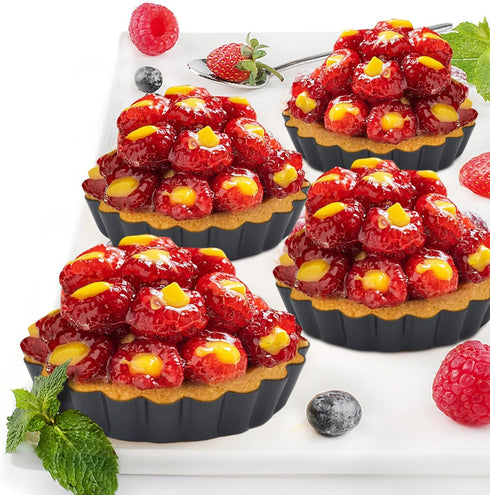 6 Pack Mini Fluted Tart Pans 4 Inch with Removable Bottom, Nonstick Quiche Pan for Baking Treats and Pies