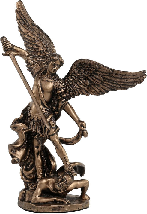 Veronese Design 4 Inch Archangel Saint Michael Figurine, Hand Painted Bronze Finish