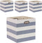 Cube Storage Bins 13×13, Fabric Foldable Box Set of 4, Large Capacity for Closet, Grey-White Stripes