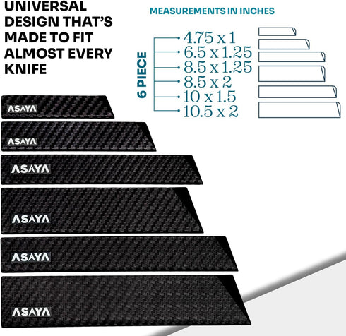 Asaya Professional Knife Edge Guards -Universal Blade Covers - Extra Strength, ABS Plastic and BPA-Free Felt Lining, non-Toxic and Food Safe - Knives Not Included (6Pcs) by Asaya