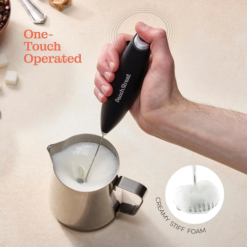 Powerful Mini Handheld Milk Frother Wand, Battery Operated Stainless Steel Drink Mixer for Coffee, Lattes, Cappuccino