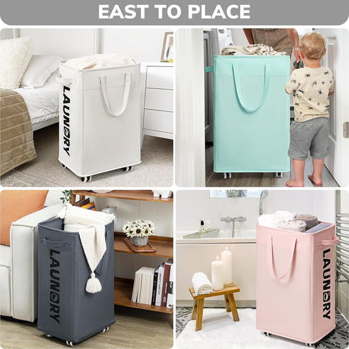 Wheels,75L Goodpick Rolling Laundry Basket with Large Collapsible Laundry Hamper with Removable Wash Bag Space