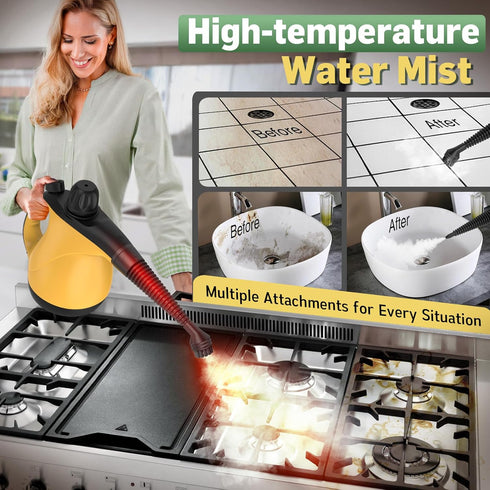 11 Pressurized Handheld Steam Cleaner for Home Deep Cleaning, Multi-Purpose Portable Steamer for Cleaning with PCS