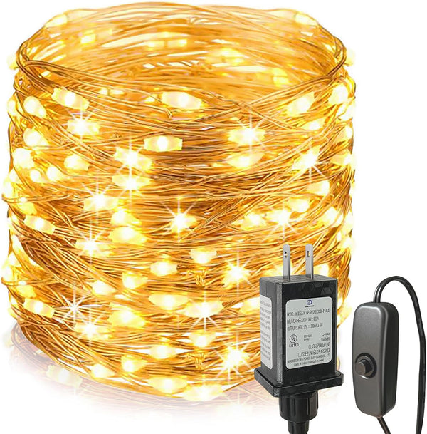 Efirisey Fairy Lights Plug in,99ft 300 LEDs Christmas Lights Indoor Outdoor Warm White