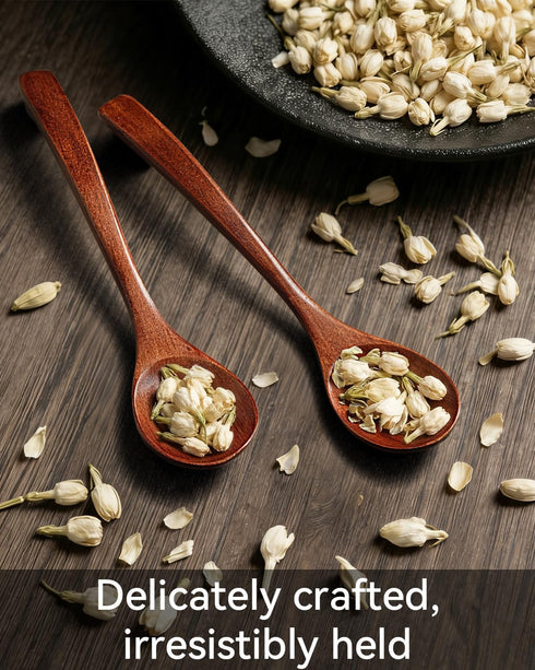 7 Pcs Wooden Spoons for Eating, Small Serving Spoon for Honey, Tea, Coffee, Soup Wood Teaspoons for Cooking, Mixing