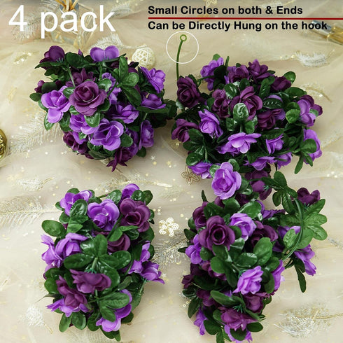 4 Pcs 33 Ft Fake Rose Vine Flowers Plants Artificial Hanging Rose Ivy Home Wedding Party Garden Decor