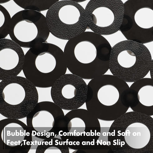 27 14 Inch WELTRXE Oval Bathtub Mat Non Slip, Black Bubbles Bath Mats for Tub, Shower Mat with Drain Holes, Suction