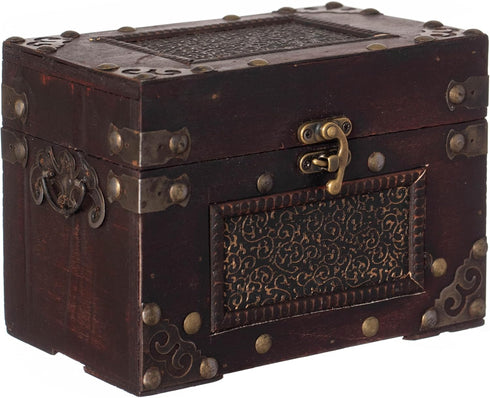 Rustic Studded Index/Recipe Card Box with Antiqued Latch, Large