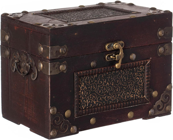 Rustic Studded Index/Recipe Card Box with Antiqued Latch, Large