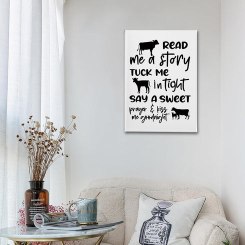 Decor(16x24 Inch) PHAMTE Cow Nursery Decor, Cow Wall Decor- Read Me a Story Tuck Me In Tight, Farm Nursery Decor, Farm