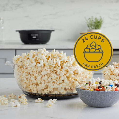 West Bend Stir Crazy Hot Oil Popcorn Popper - 6 Qt Popcorn Maker with Large Serving Bowl and Stirring Rod