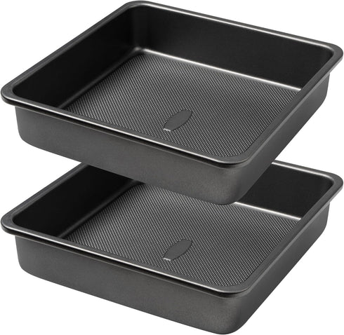 Square Cake Pan, Nonstick Baking Pan for Bread or Brownie, 9x9 Inch Bakeware Set of 2 with Diamond Texture