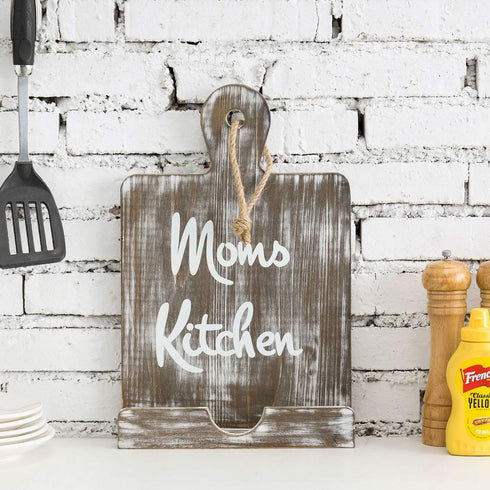 MyGift Gray Cookbook Stand: Mom's Kitchen Recipe Book Holder for Mother's Day, Birthday Present for Mom, Grandma