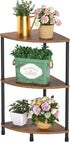 3 23.2" Corner Plant Stand Shelf, Tier Small Shelf Plant Stand for Indoor Plants, Rustic Brown Corner Bookshelf Wall