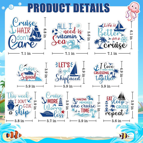 Cruise Ship Door Decorations, 10PCS Large Cruise Door Decorations Magnetic This Week Funny Carnival Cruise Magnets Cabin Magnets Birthday Magnets for Cruise Door Fridge Car Computer
