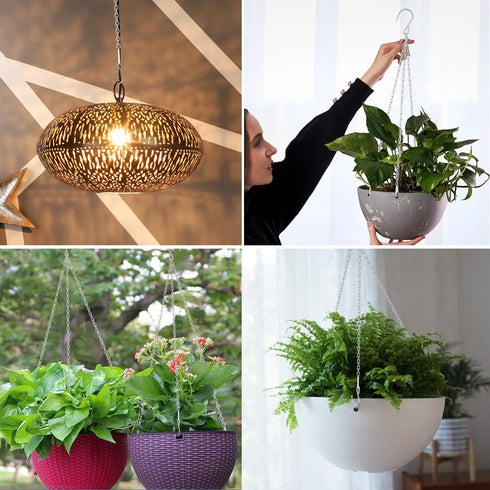 HEDGBOBO 10 Pack SIL Storagehook Silver Hanging Chains with Hooks, Grow Lights Chain adjusable fit bird feeders