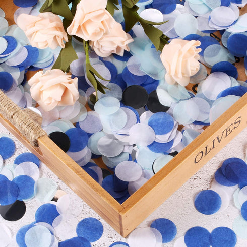 TecUnite Round Tissue Paper Table Confetti Dots, 1.76 oz, White Blue Confetti for Wedding Birthday Party Decoration