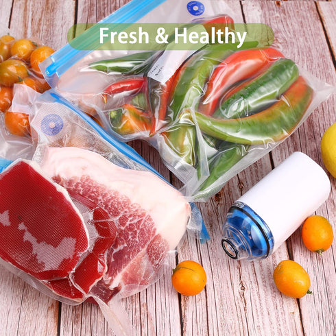 Sous Vide Bags Reusable 27Pcs, BPA Free Vacuum Sealer Bags for Food Storage - 20Pcs Zipper Bags & 2 Seal Clips