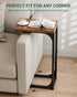 C-Shaped Side Table for Couch - Small Coffee Stand Sofa Tray Desk with Metal Frame and Waterproof Scratch Resistant