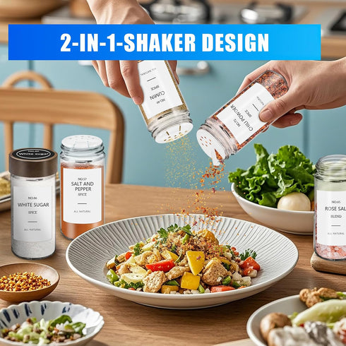 30 Pack 4 oz Set VIBRATITE Spice Jars with Acacia Lids, Round Glass Jars Spice Containers with Labels, Pen, Funnel