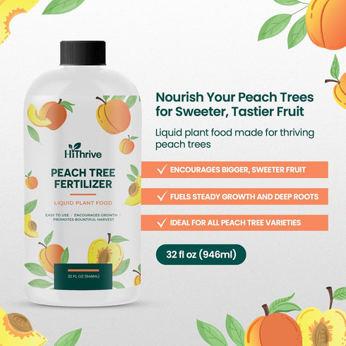 HiThrive 32oz 32 Peach Plant Fertilizer - Makes Gallons of Peach Tree Fertilizer for Peaches, Liquid Plant Food