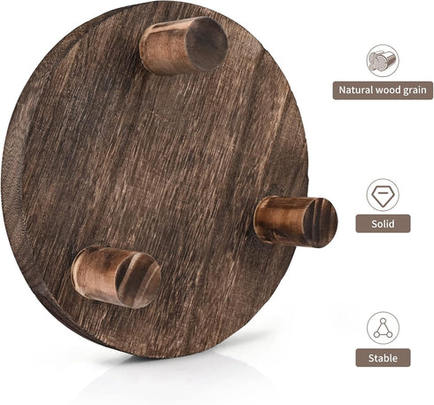 2pcs 8.46IN Yangbaga Wooden Stool Display Stand, Round Plant Stand Wood-Flower Pot Supports Plant for Indoor Outdoor