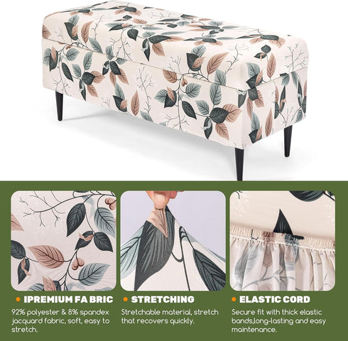 Large,83 FUANGUI Ottoman Cover Stretch Storage Ottoman Bench Slipcover Printed Folding Storage Bench Ottoman Cover