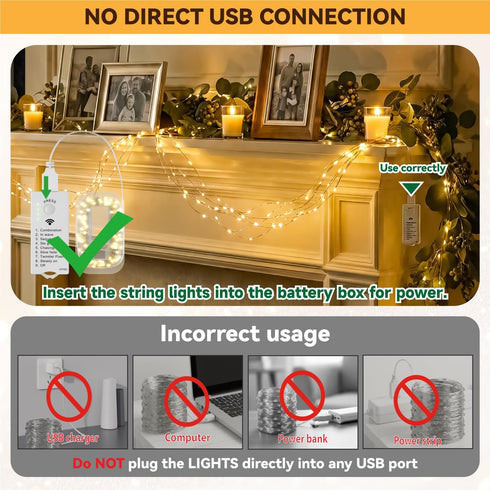 8 2 Pack 16FT 50LED ZSJWL Rechargeable Fairy Lights with DIY Timer & Modes, String Lights Battery Operated Indoor