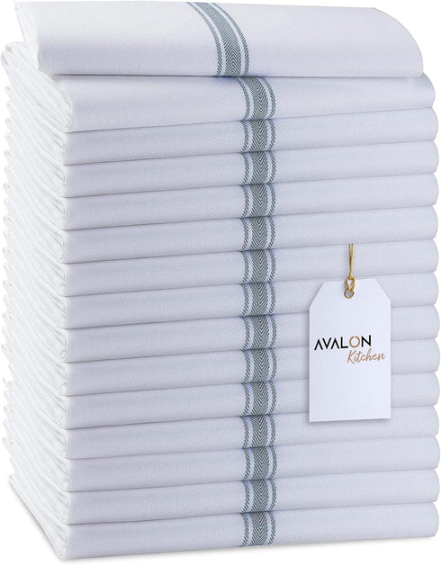 Dish Towels Set of 15, 100% Cotton, Soft & Absorbent Kitchen Towels, 15x25 Inch, Reusable Cleaning Cloths (Grey)