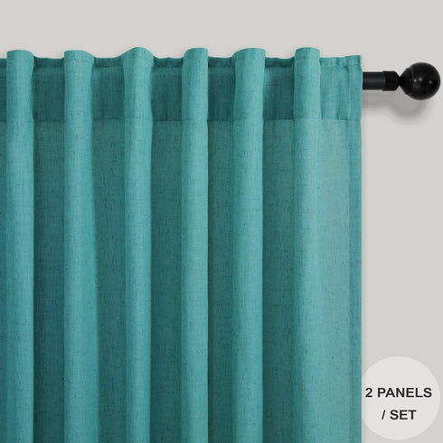 Country 30 Inch 2 Teal Kitchen Curtains for Small Windows Length Tier Panels Back Tab Top Pocket Thick Sheer Short