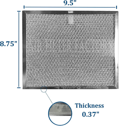 Air Filter Factory 8.75 x 9.5 x 0.375 Inches Range Hood Aluminum Mesh Grease Vent Hood Filter, 2-Pack