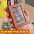 CLVTREBETO 100pcs Anxiety Mini Bookshelf with Miniature Books | Shake Away Your Anxiety Mini Wood Rustic Book Library |