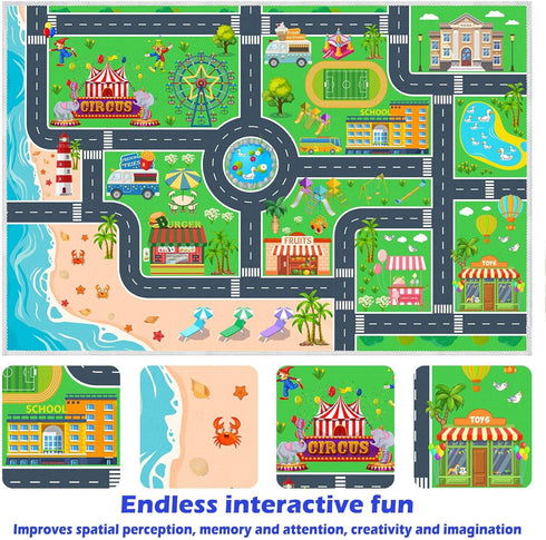 Nursery(Green,3147in) Kids Carpet Playmat Car Rug, Car Rug for Kids Toy Cars and Train, Non Slip Play Mat for Playroom