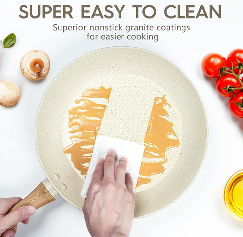 MICHELANGELO Frying Pan, 8 Inch with Nonstick Granite Coatings, Healthy & Non-Toxic Frying Pan