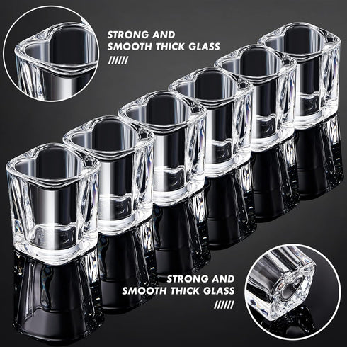 12 Set 1.5 oz Suclain Pieces Hearted Shaped Shot Glasses Valentine's Day Shot Glass Clear Cute wine Glasses with Base