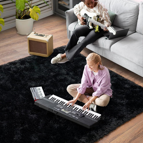 Super Fluffy Rug for Bedroom, 4x6 Feet Modern Shag Black Area Rug for Kids and Teens