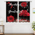 Red Rose Flower Small Kitchen Curtains, Floral Inspirational Quotes Window Treatment 27.5x39 Inch
